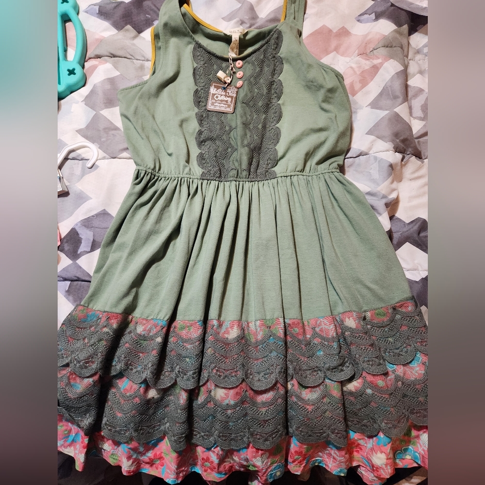 Matilda jane olive green tank dress with pockets XL